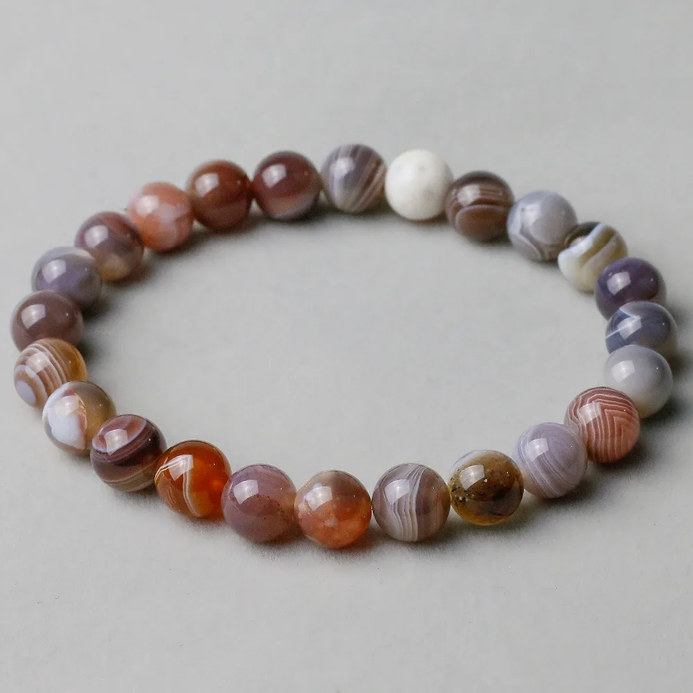 

8mm Botswana Natural Onyx Stone Carnelian Round Beads Bracelet for Women and Men Elastic Strand Bracelets Unisex Jewels
