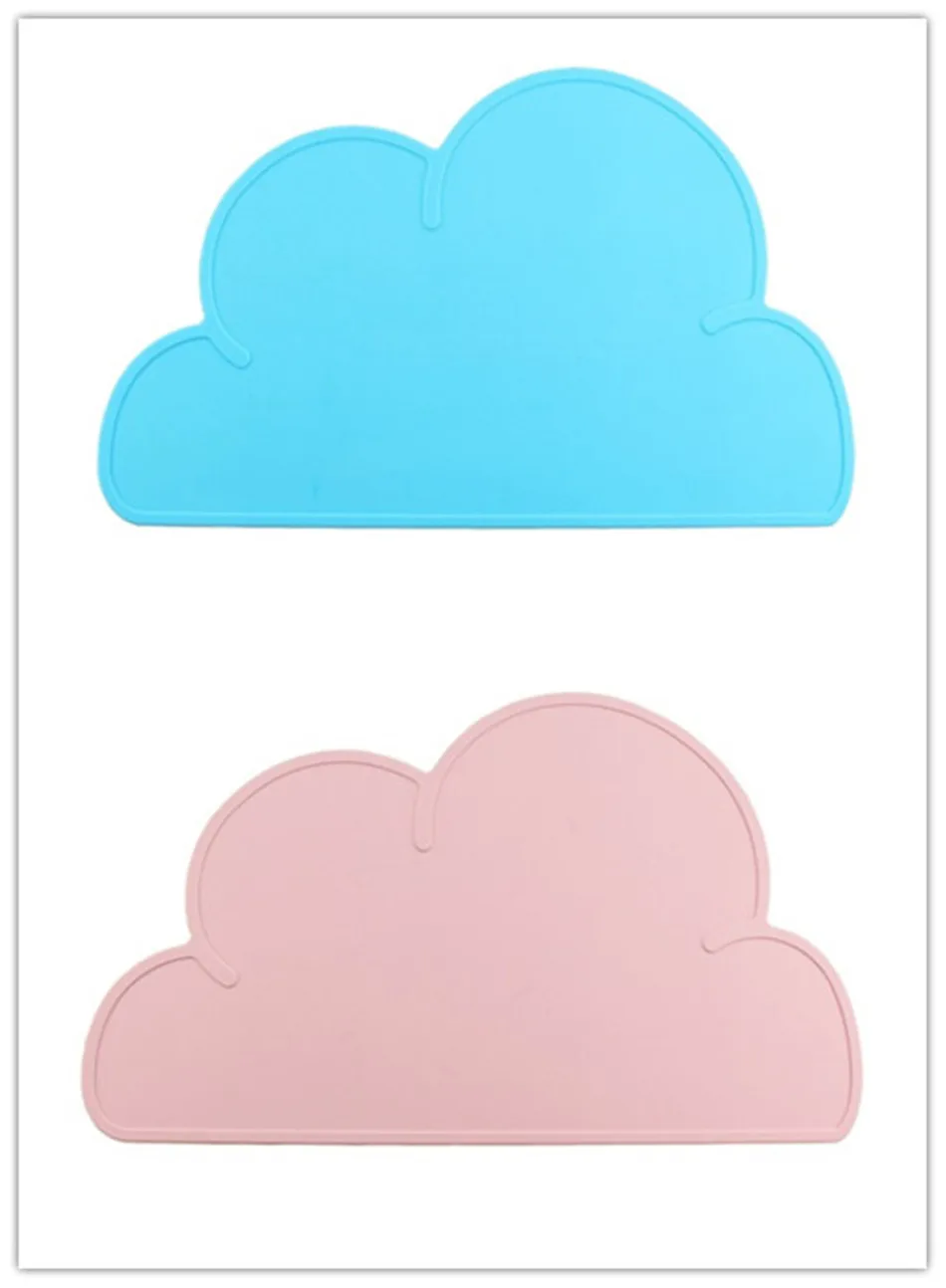Cute Silicone Placemat FDA Bar Mat Baby Kids Cloud Shaped Plate Mat Table Mat BPA Free Waterproof Set Home Kitchen Pads 47x27cm (11)
