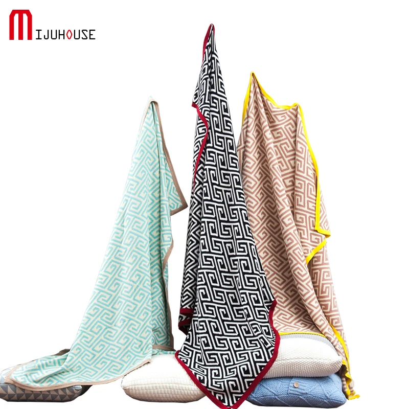 

New Cotton Knitting Blanket Sofa Decorative Slipcover Throws On Sofa/Bed/Plane Travel Plaids Rectangular Color Stitching Blanket