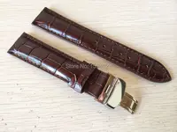 20 мм (Buckle18mm) T019430 высокое качество Серебряная Бабочка Пряжка + коричневый Натуральная кожа Смотреть Группы ремень - изображение