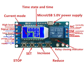 

6-30V Micro USB Digital LCD Display Time Delay Relay Module Control Timer Switch Trigger Cycle Module
