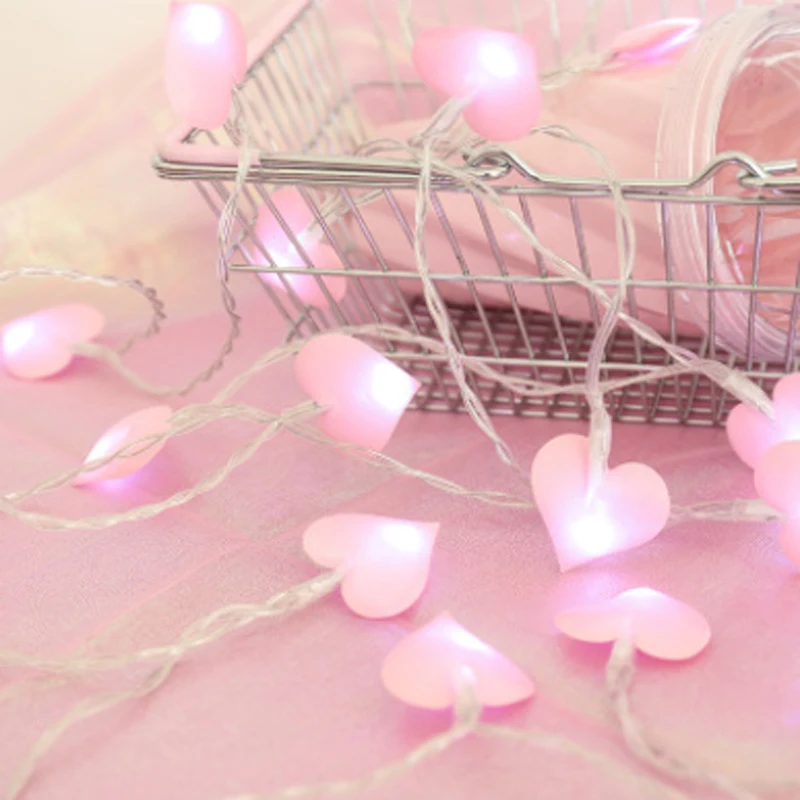 

Korean fabric flash heart string lights LED love light string girl heart shoot prop battery lamp wedding party room decoration