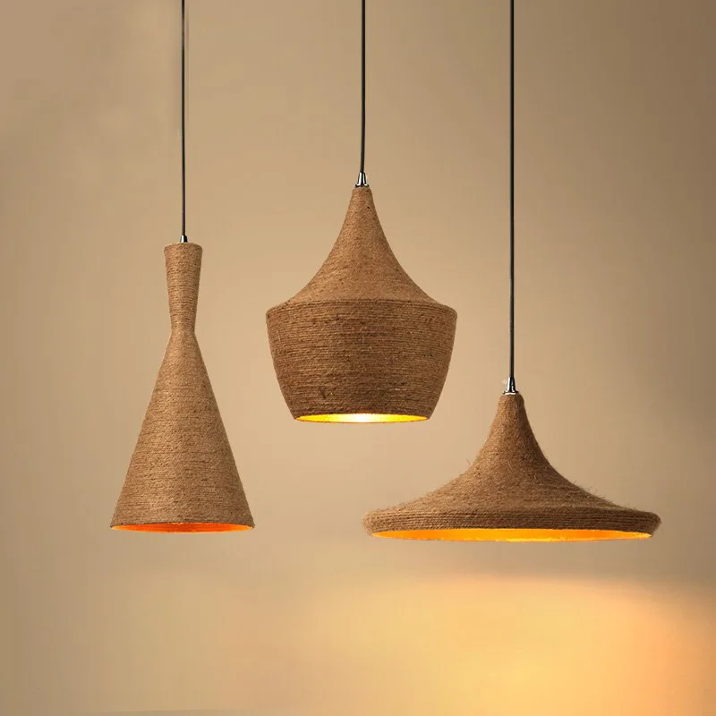 

Rattan Iron Lampshades Chandelier Dining room Bedroom Kitchen Island Salon Pendant Lamp Industrial Loft Decor dixon beat lamp