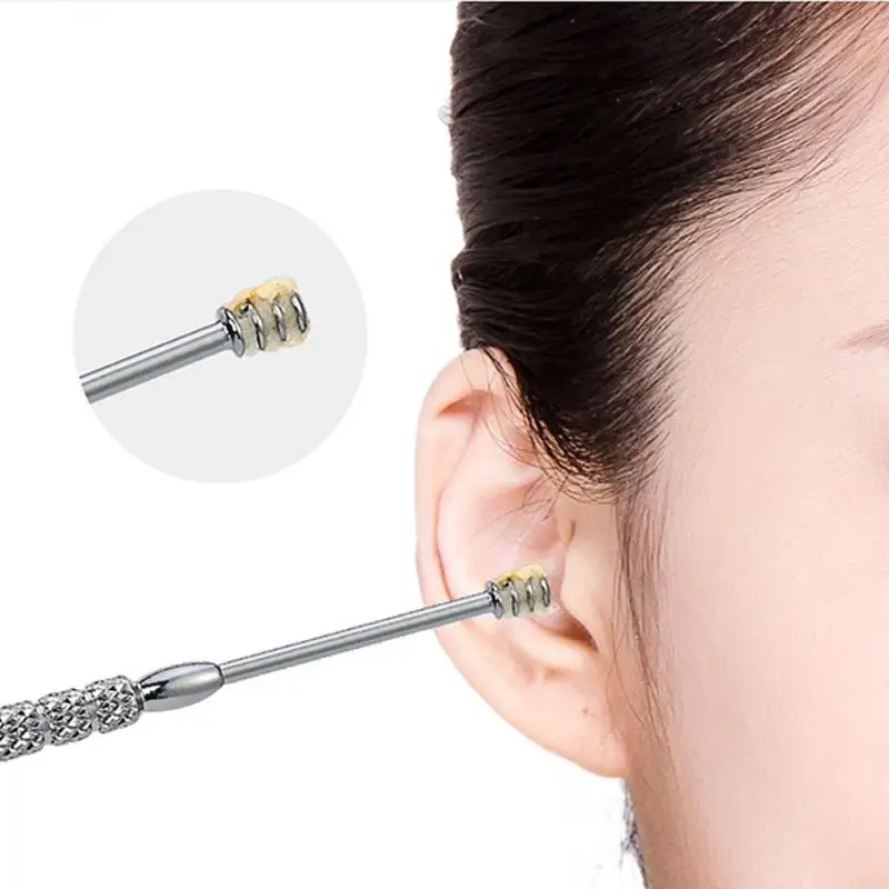 7pcs/set Ear Wax Pickers Cleaner Stainless Steel Earpick Wax Remover Curette Care Ear Pick Cleaner Ear Cleaner Spoon Clean Tool 4