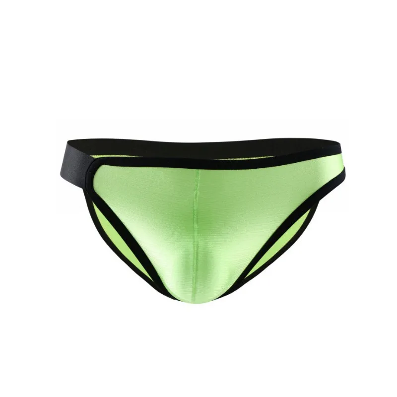 

Free Shipping Mens Panty Wire Drawing Bright Surface Asymmetric Briefs Low-waist Sexy Homme Underwear