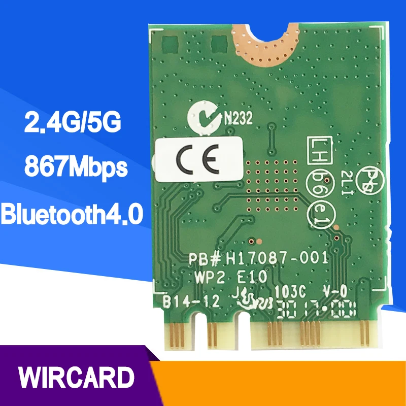 WIRCARD двухдиапазонный NGFF 867 Мбит/с 802.11ac Wi-Fi карта + Bluetooth для Intel 7260AC 7260NGW 2,4 г/5 г Wi-Fi карта