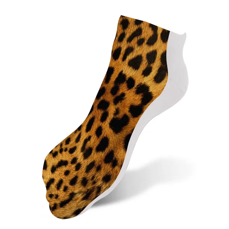 Забавные носки с принтом животных леопардовые цветные хлопчатобумажные носки с 3D принтом женские укороченные носки для девочек Meias 7S-ZWS30