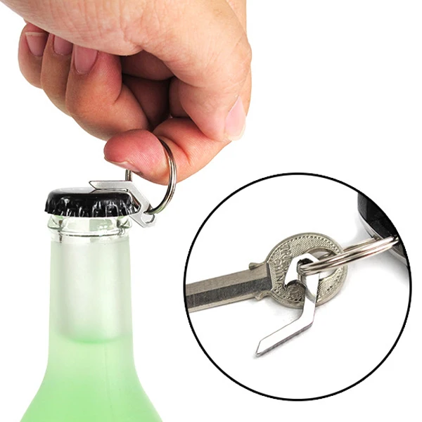 Hot Practical Beer Bottle Opener Mini Keychain Key Ring Small Tool Stainless Steel Keyring MCK99