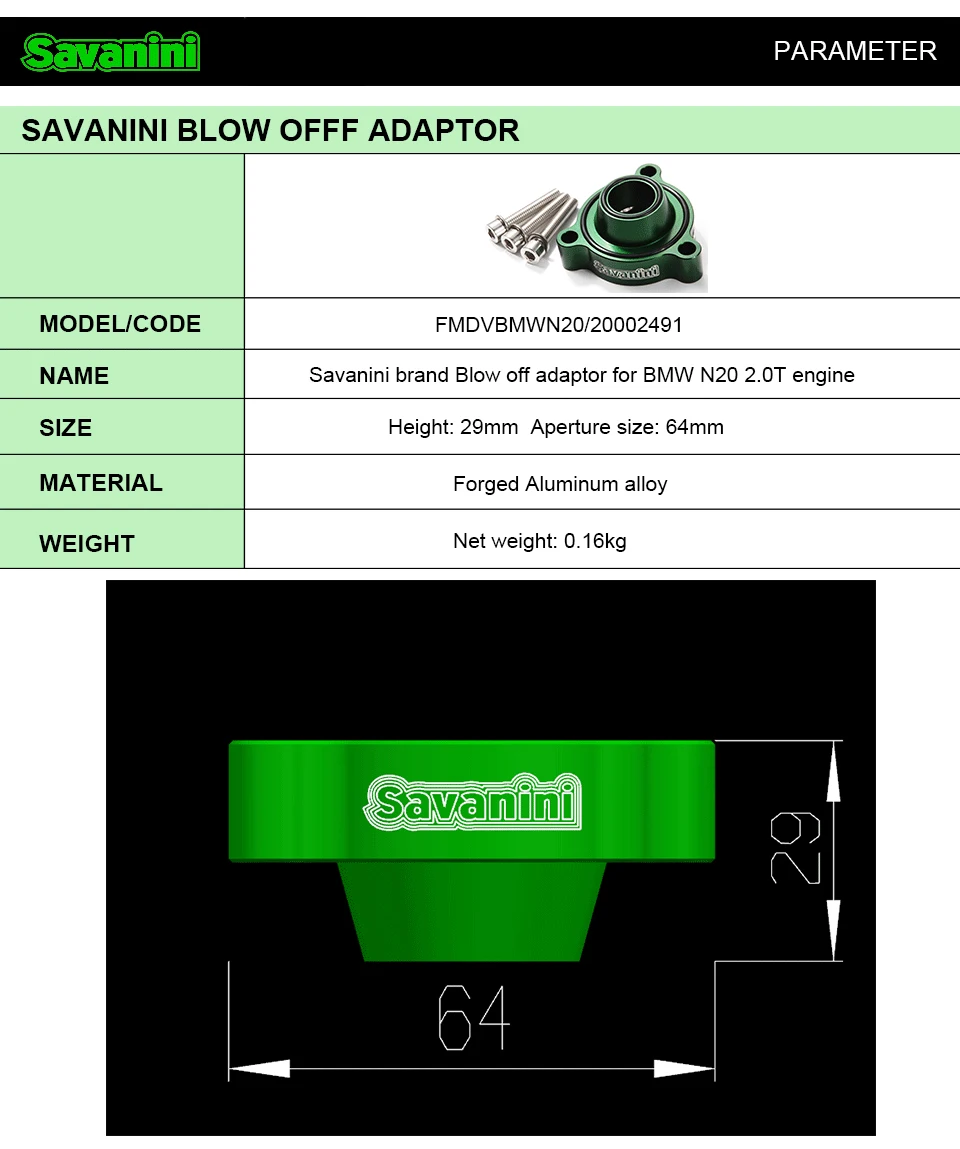 Savanini предохранительный клапан Адаптер для BMW N20 и MINI Cooper 2,0 T двигатель F30 3 серии 5 серии turbo. Алюминий сплав