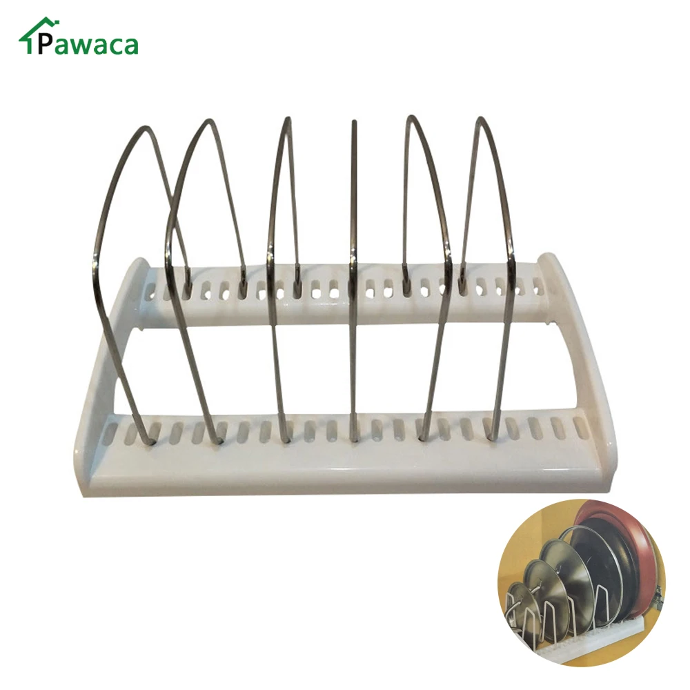 Online Acero inoxidable tapa soporte de la cuchara soporte espacio olla de almacenamiento tapa organizador titular fregadero estantería organizador herramienta de la cocina