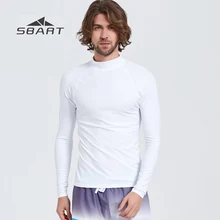 SBART сплошной белый длинный рукав Потяните за сыпи для мужчин солнцезащитный крем Быстросохнущий раздельный купальник для сноркелинга Дайвинг сёрфинга