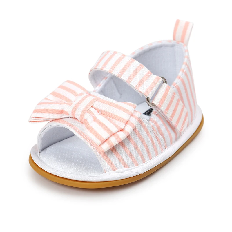 Дизайн для маленьких девочек, летние сандалии на плоской подошве с бантиком-бабочкой на липучке для малышей(0-18) месяцев