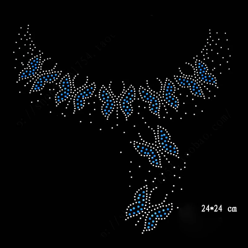 Чехол с изображением синей бабочки воротник из бисера Стразы блесток аппликация, кристаллы, нашивки Утюг на Crastal для свадьбы вечернее платье T05