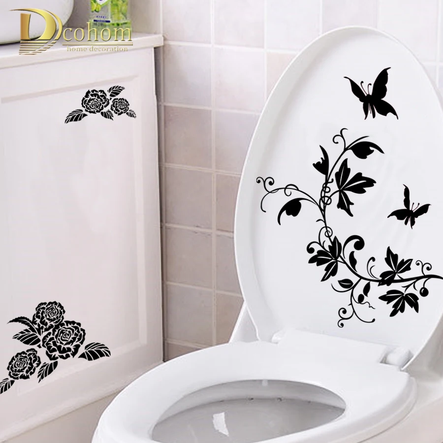Vinyl Waterproof Flower Vine Tree Bird Wall Stickers Bathroom Toilet