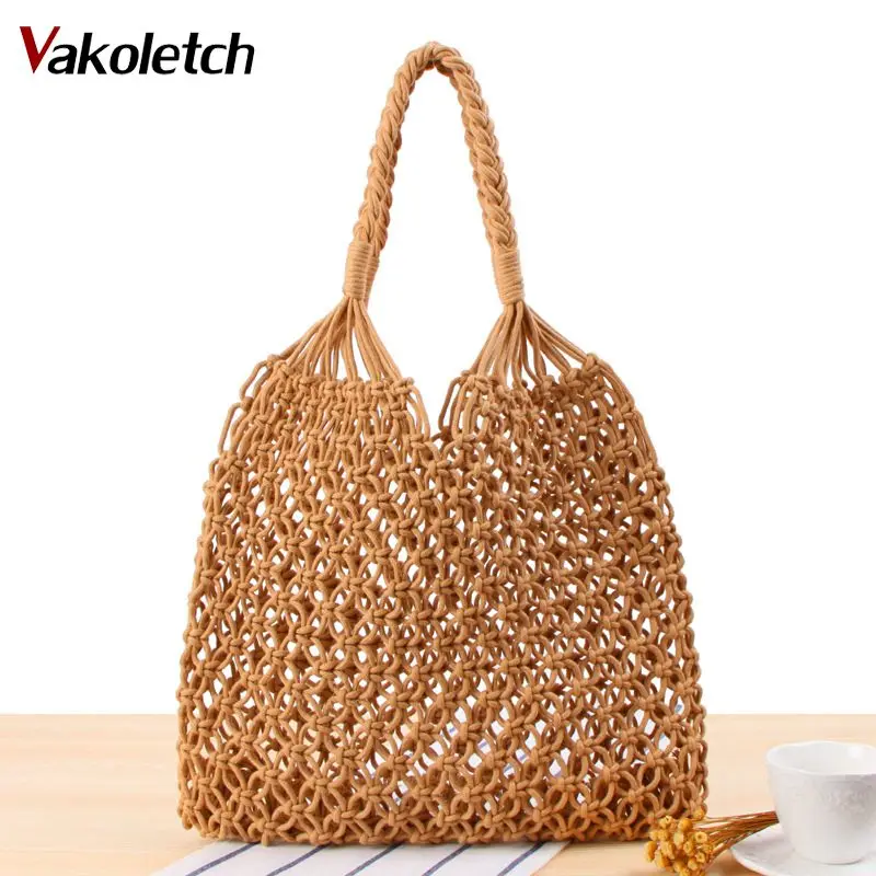 

Hot Women Bags Straw Beach Bags Bohemia 100% Handmade Bag Woven Handbag Wicker Knitted Summer Bag for Women KL411