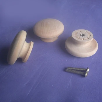 

20Pcs/Lot Dia47*H27mm Unpainted Solid Wood Mushroom Knob Furniture Chest Drawer With Screws