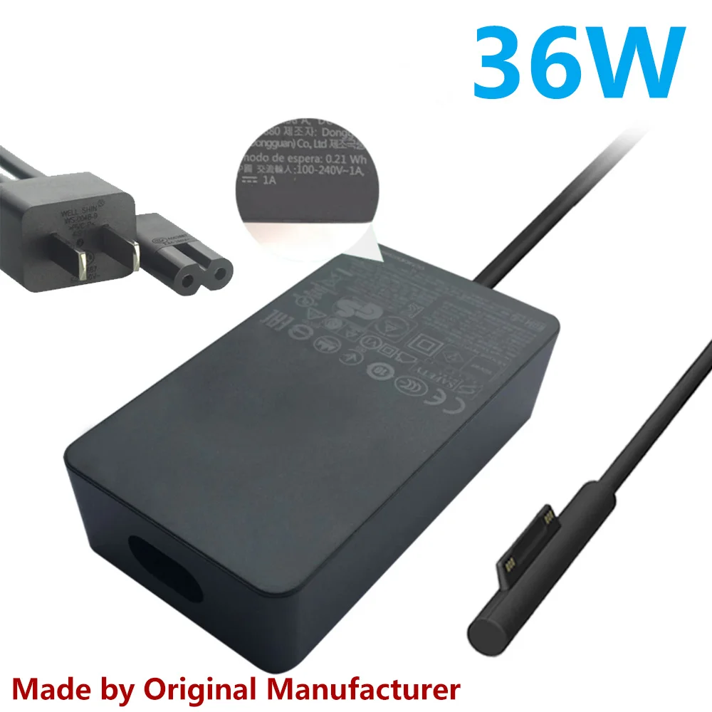 

36W 12V 2.58A AC Charger Adapter 1625 Replacement for Microsoft Surface Pro 3 Pro 4 Power Supply Cable Table PC with Cable