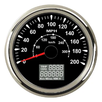 

85MM Universal GPS Speedometer 0-200MPH Speed Gauge Odometer Trip/Cog 0-330KM/H Meter 3-3/8" With 8-Colors Backlight 12V/24V