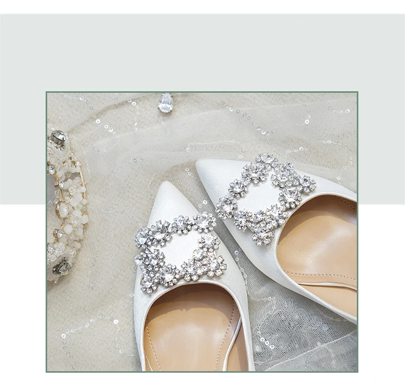Женские свадебные туфли; Новинка года; туфли для невесты; белые модельные туфли на высоком каблуке; обувь для беременных женщин; свадебные туфли принцессы с украшением в виде кристаллов