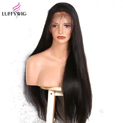 LUFFYHAIR 13x6 кружево спереди человеческие волосы Искусственные парики с ребенком волос 250% плотность прямые синтетические волосы на