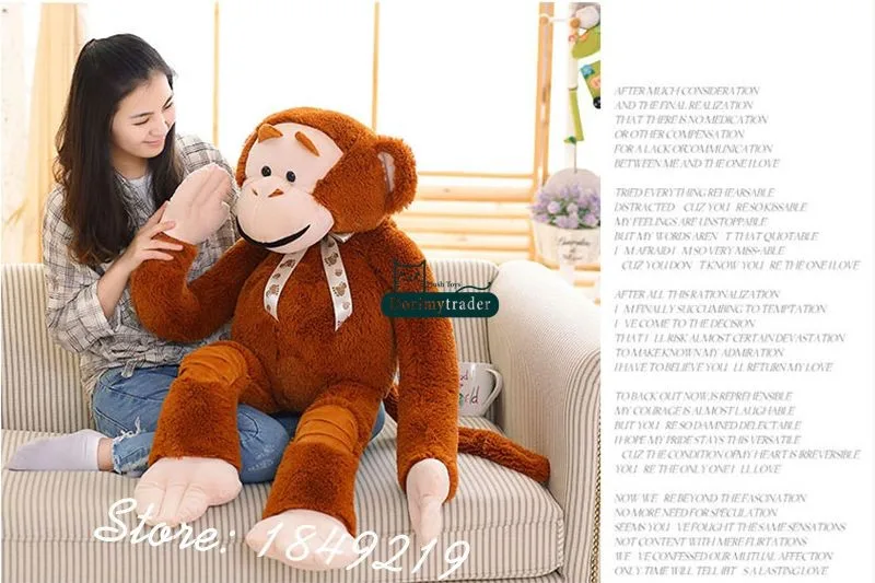 Dorimytrader 135cm Jumbo Stuffed Animal Orangutan Toy Plush Soft Funny  53''  Cartoon Monkey Doll 3 Colors Free Shipping DY61062 (15)