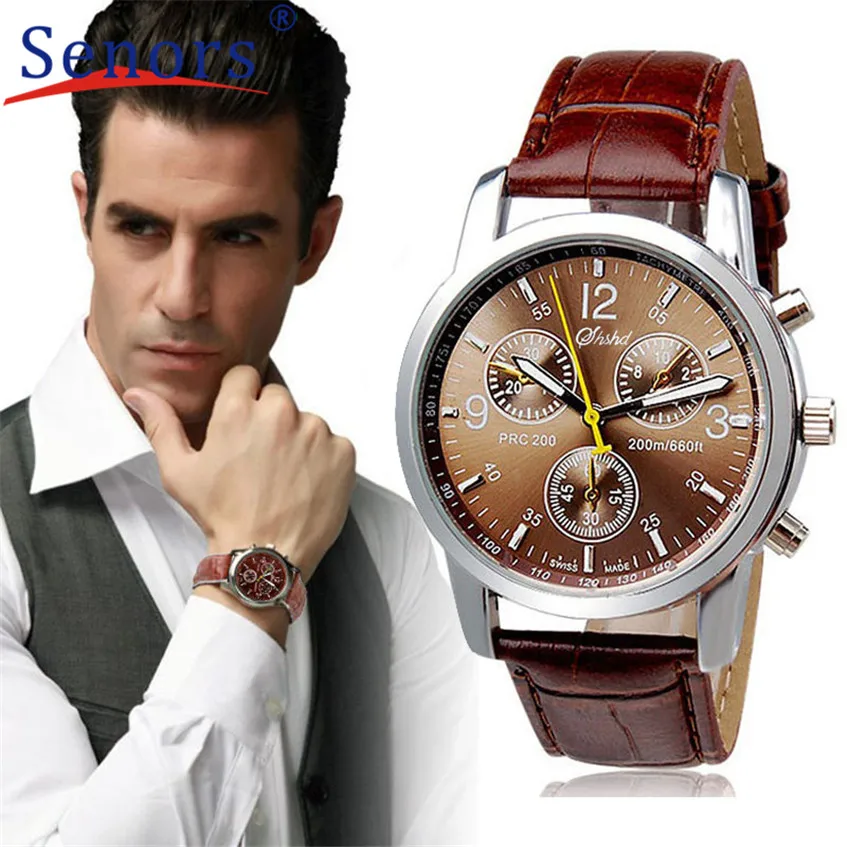 HF New Luxury Fashion Crocodile Faux Leather Mens Analog font b Watch b font font b