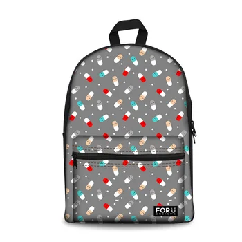 

Customized Laptop Backpack Women's Bags Cute Pills Printing School Backpack for Girls 17 Inch Canvas Backpacks Mochilas Mujer