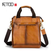 AETOO Retro leather color men's bag business leather men's handbag shoulder bag official Messenger bag vertical men's bag