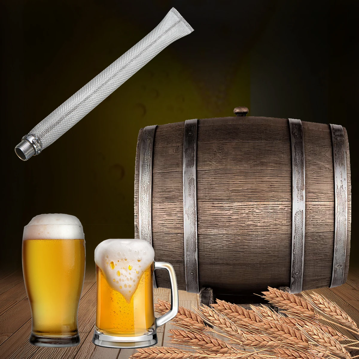 12 inch 1/2" Male  NPT Stainless Steel Filter Screen Mesh Bazooka Screen Homebrew Beer Mash Filter For Bar Accessories