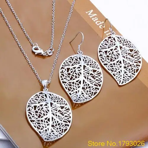 Fashion Style Silver Plated Earrrings Chain Leaf Necklace Women's Jewelry 4TXH | Украшения и аксессуары