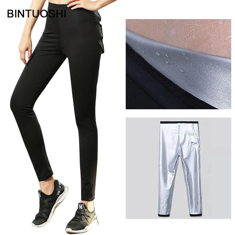 

BINTUOSHI Black Hot Pants Sweat Sport Body Shapers Women Thermo Slimming Pants Dropshipping Comfortable Broadclot Yoga Pants