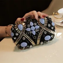 Черный женский вечерний роскошный ридикюль сумки на ремне синий горный хрусталь невесты украшенный бриллиантом клатч сумка Свадебный Кошелек вечерние сумки