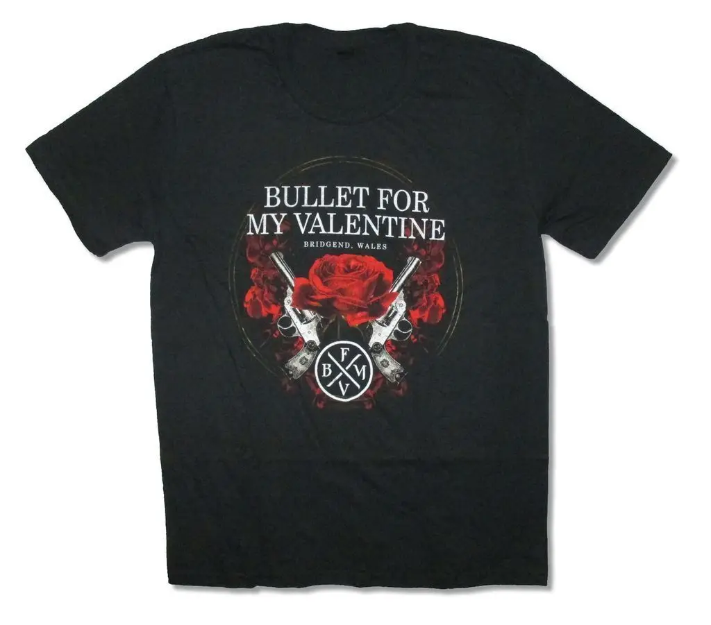 Bullet for My Valentine Roses Pistols Black T Shirt New Official Adult