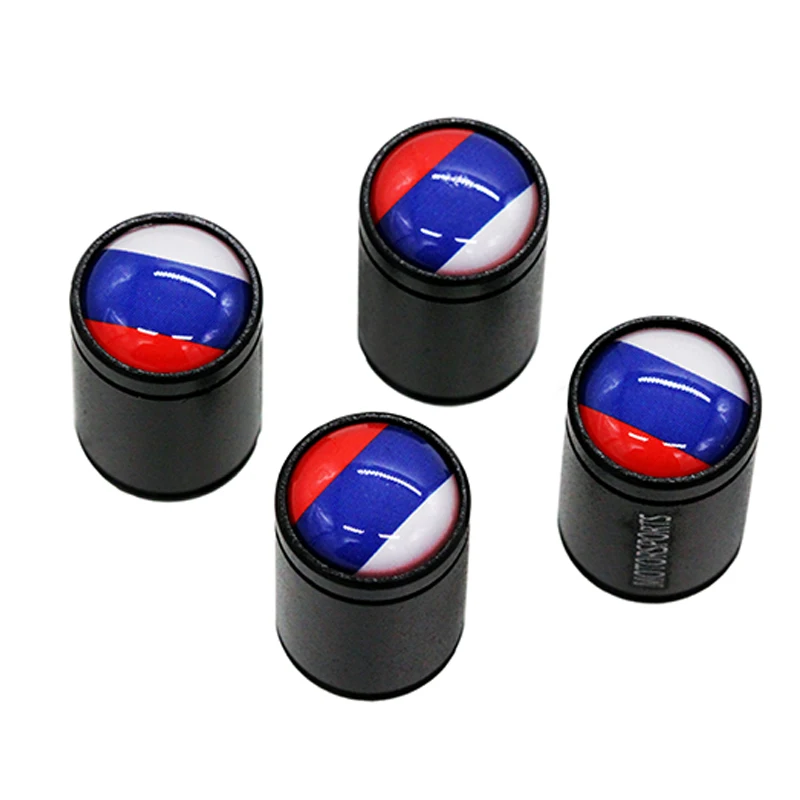 Russia Flag Anti Theft  Air Alloy Car Wheel Tyre Valve Dust Caps Covers Set of 4 