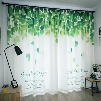 

3D Digital Printing Curtain Plant Leaves Modern Minimalist Living Room Blackout Curtain for Bedroom Fabric Thickening