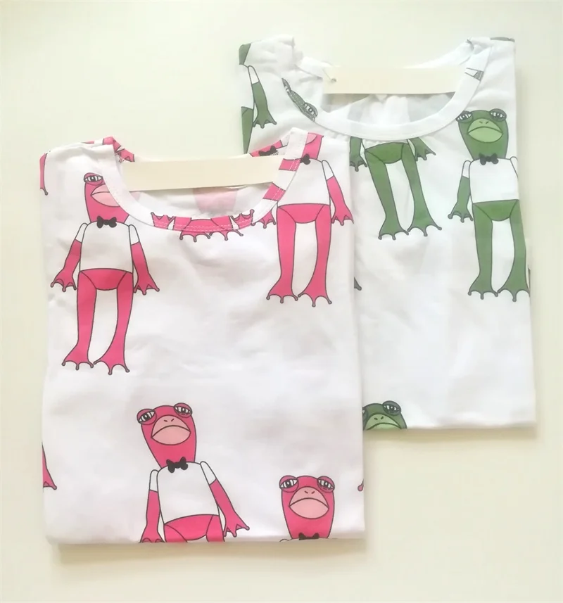 INS/Новые летние детские топы с принтом лягушки, хлопковая футболка для малышей Топы для мальчиков и девочек, штаны с героями мультфильмов, костюм для детей от 18 месяцев до 7 лет