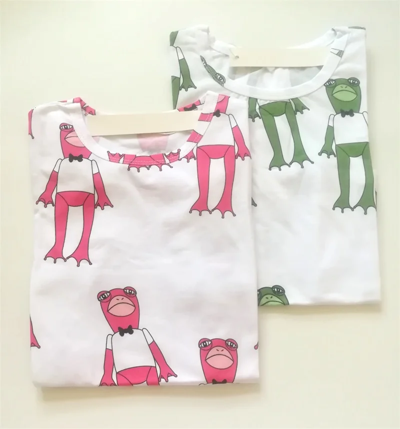 

INS new summer children's frog print tops Baby Cotton T-shirt boy girl tops cartoon pants clothes suit for 18M-7Y