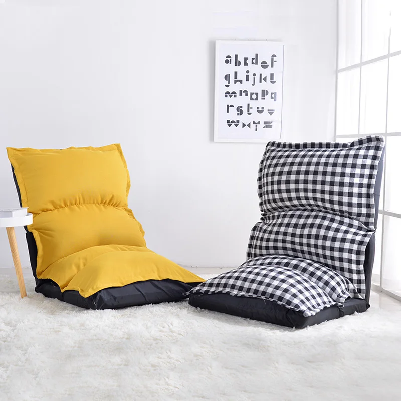 Modern Japanese Style Lazy Floor Chair Folding Gaming Sofa Chair Lounger Adjustable 5-Position Slee