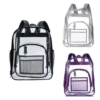 

2019 New Women Girl Student School Bag Large Capacity Transparent Clear Backpack Bag School Office Travel Hanging Out Bag