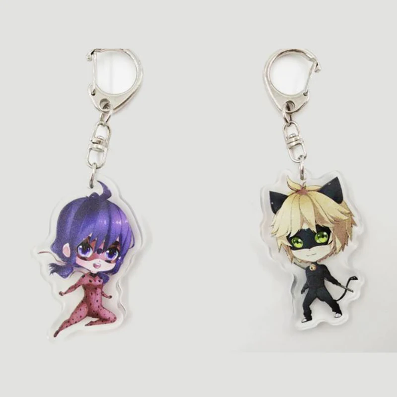 

1 Pcs Cartoon Ladybug Acrylic Kids for Keychain Bag Pendant Key Chains Key Ring for Gift Action Figure Toys