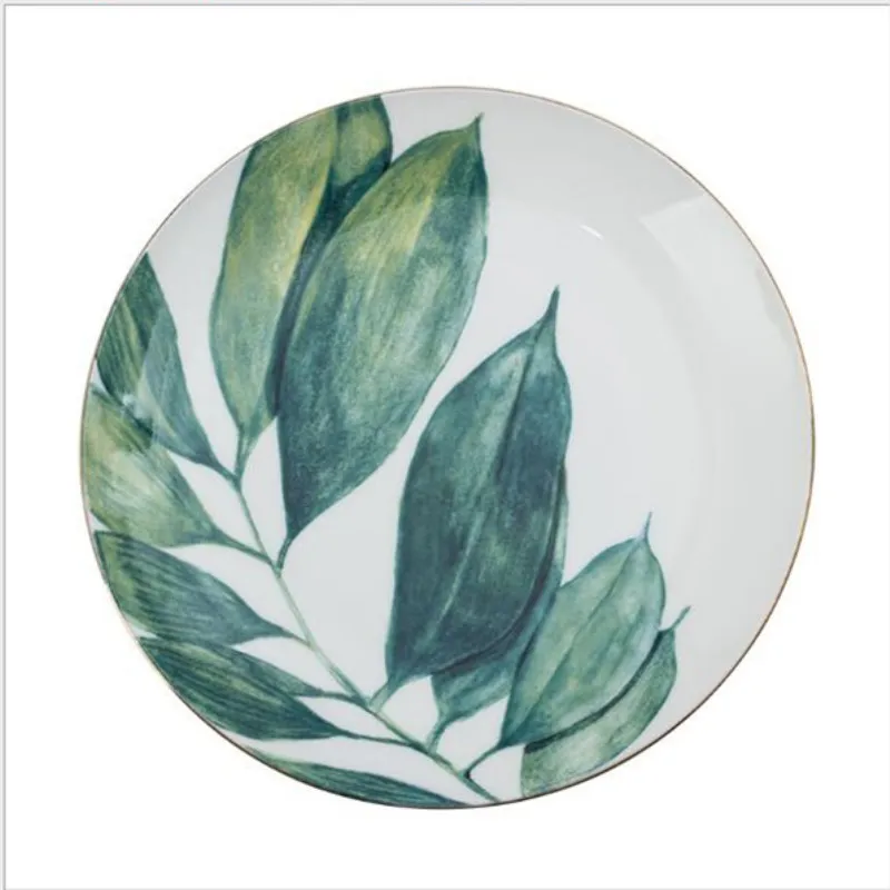 Green Plants Porcelain Dinner Plate (8)
