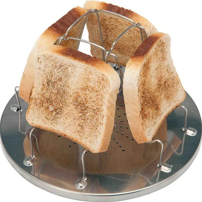 Jezebel Camp estufa tostadora plegable pan tostadora bandeja cocina Camping desayuno vivac al aire libre estante Acero inoxidable Picnic