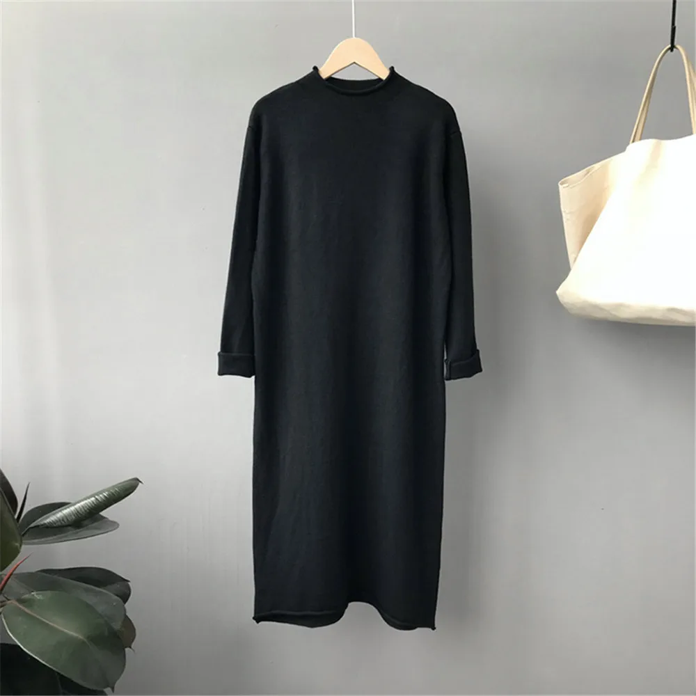 Autumn-Winter Knitted Solid Basic Long Dress 2018 Sexy Bodycon Sweater Dress Long Sleeve All Match Dresses Vestido Z9131 (5)
