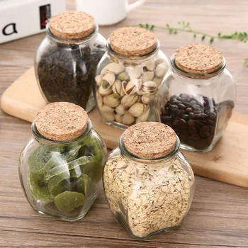 

3 Pcs/Creative transparent glass sealed jar tea cans Corked tea cans round storage bottles food storage containers