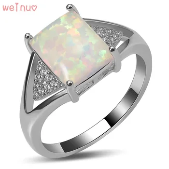 

Weinuo White Fire Opal White Crystal Ring 925 Sterling Silver Top Quality Fancy Jewelry Wedding Ring Size 5 6 7 8 9 10 A400