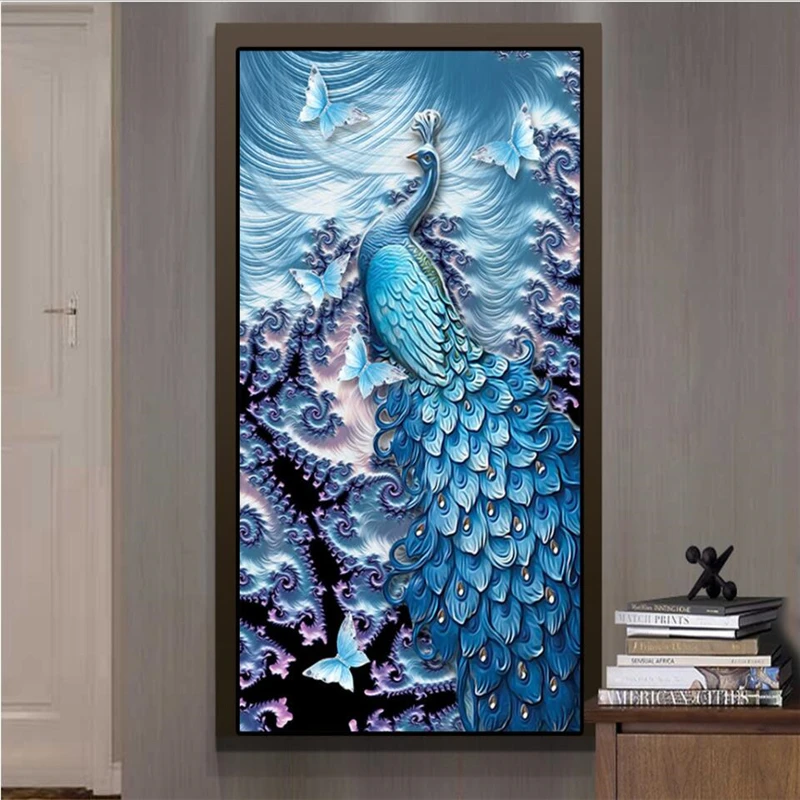 

beibehang Modern three - dimensional oil painting dream peacock mystery background custom large - scale murals wallpaper