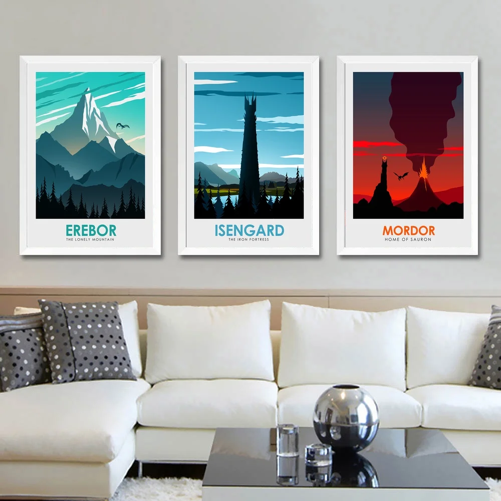 Lord of the Rings Banner Print On Wood Canvas Pictures Wall Art Home Decoration