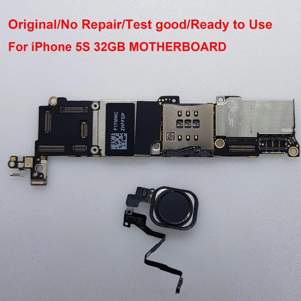 

For iPhone 5S 32GB 100% Original Motherboard Black Touch ID Unlock IOS System Installed Logic Mainboard With Chips
