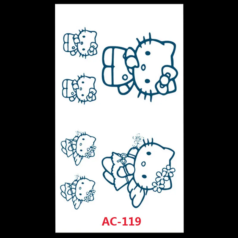 

AC-119 Waterproof Fake Tattoo Women Sexy Belly Waist Cartoon Hello Kitty Stickers For Childrens Flash Temporary Tattoo Decals