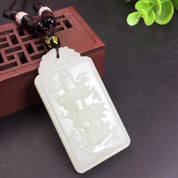 

Natural and nephrite jade pendant white dragon one pillar to prop up the sky boutique jewelry
